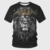 Men's Casual Lion With Crown Print T-Shirt