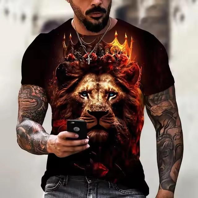 King Lion With Crown Graphic T-Shirt