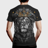 Men's Casual Lion With Crown Print T-Shirt