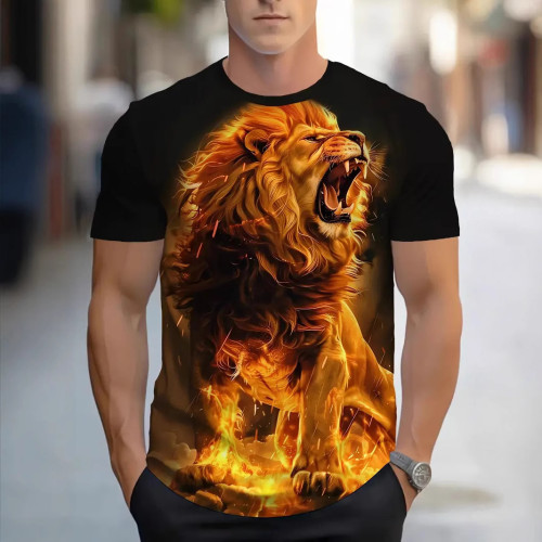 Flame Lion Graphic T-Shirt