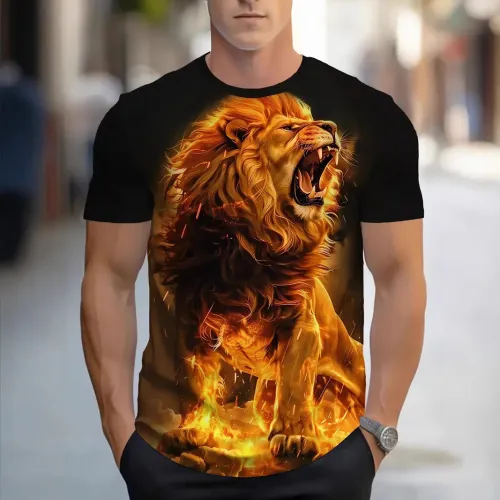 Flame Lion Graphic T-Shirt