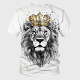 Men's Casual Lion With Crown Print T-Shirt