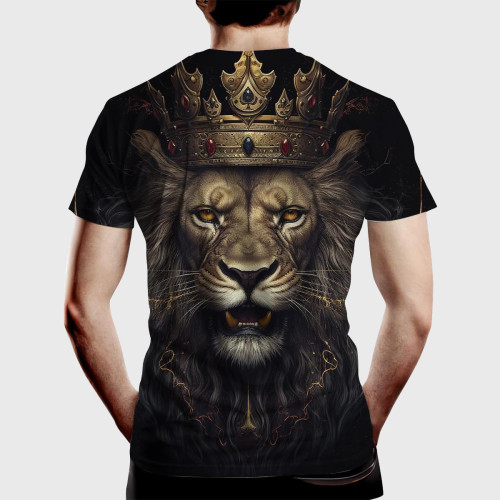 Men's Lion With Crown Casual Graphic T-Shirt