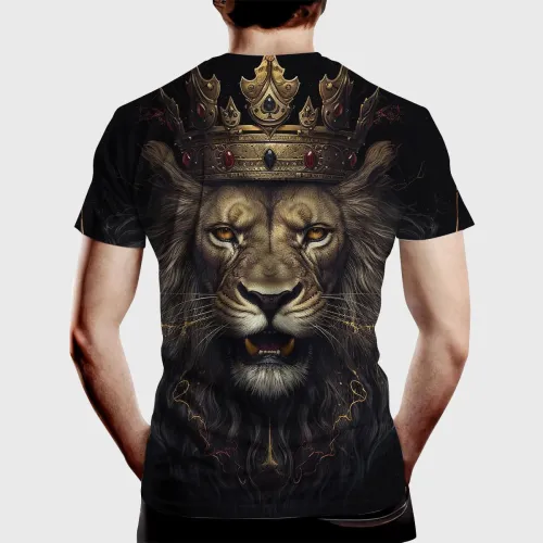 Men's Lion With Crown Casual Graphic T-Shirt