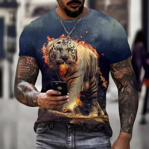 Mens Fire Tiger T-Shirt