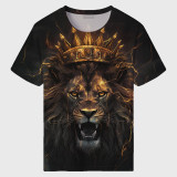 Men's Lion With Crown Casual Graphic T-Shirt
