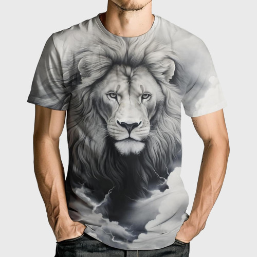 Lion Printed Grey T-Shirt