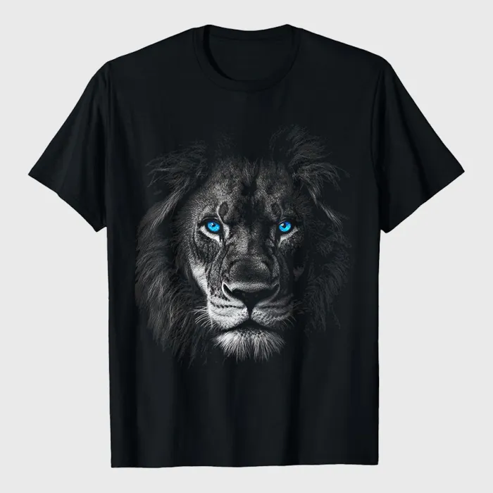 Lion Animal Blue Eyes Artwork T-Shirt
