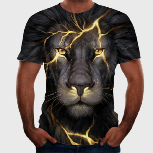 Lightning Lion Print T-Shirt