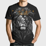 Men's Casual Lion With Crown Print T-Shirt