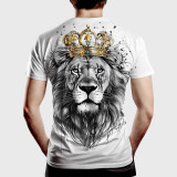Men's Casual Lion With Crown Print T-Shirt
