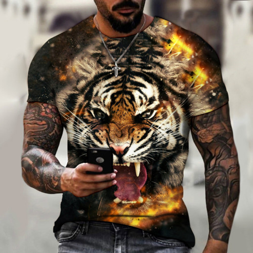 Mens Flame Tiger T-Shirt