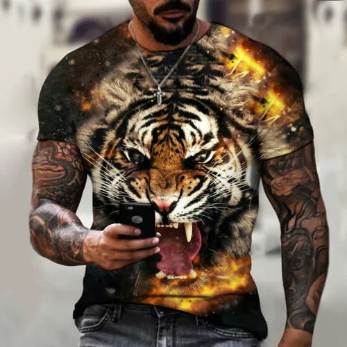 Mens Flame Tiger T-Shirt