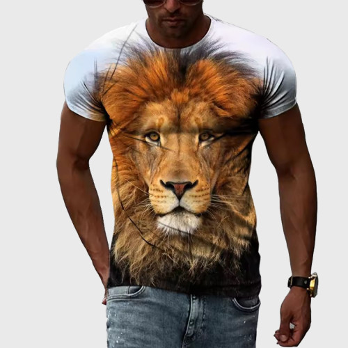 3D Animal Lion Face T-Shirt