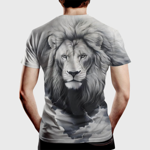 Lion Printed Grey T-Shirt
