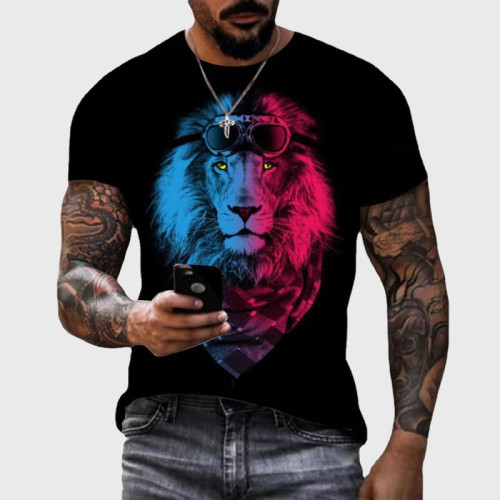 Lion With Sunglass Ans Scarf Graphic T-Shirt