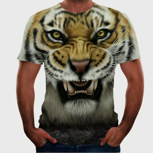 3D Tiger Head Graphic T-Shirt