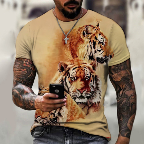 Three Tigers Print T-Shirt