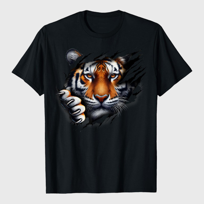 Retro Spirit Tiger Face T-Shirt