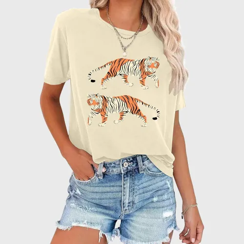 Womens Animal Tiger Graphic T-Shirt
