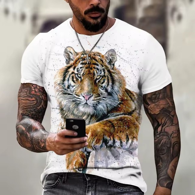 Watercolor Tiger Print T-Shirt