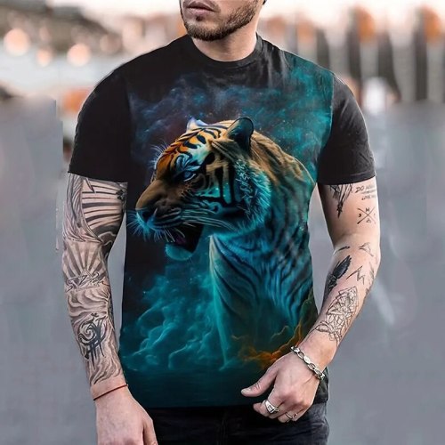 Mens Tiger Pattern T-Shirt