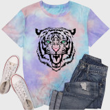 Tie Dye Womens Animal Tiger Graphic T-Shirt