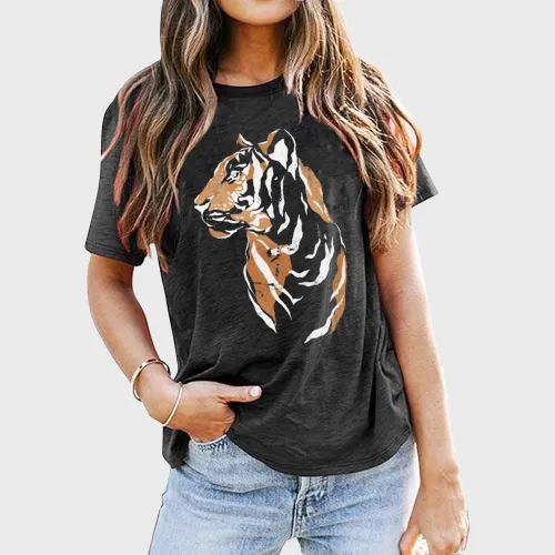 Womens Animal Tiger Graphic T-Shirt