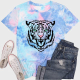 Tie Dye Womens Animal Tiger Graphic T-Shirt