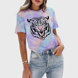 Tie Dye Womens Animal Tiger Graphic T-Shirt