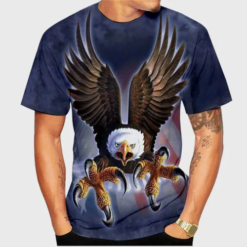 3D Bald Eagle Print T-Shirt