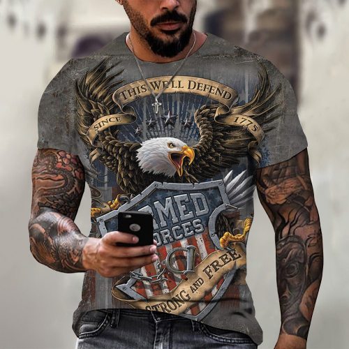 Freedom Spirit Eagle Print T-Shirt