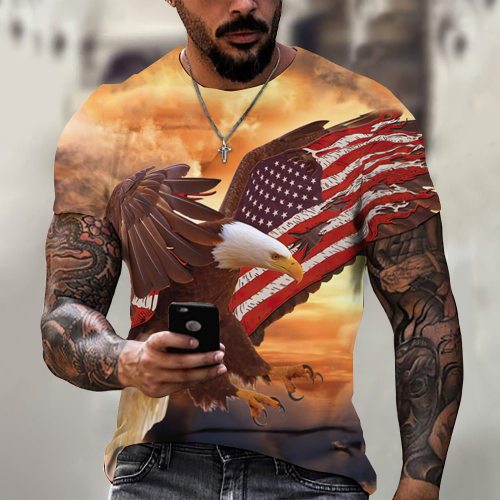 Bald Eagle Flag Print T-Shirt