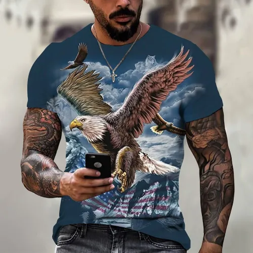 Flying Bald Eagles Print T-Shirt