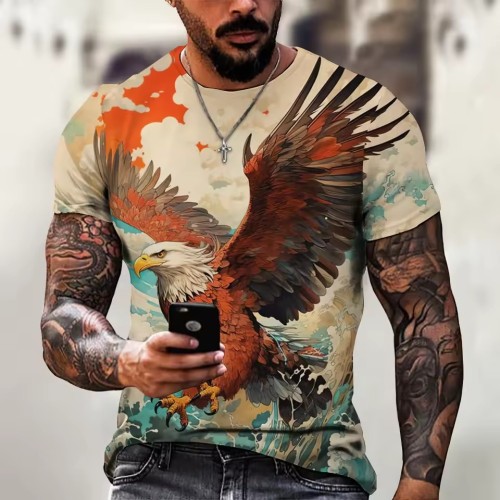 Cartoon Eagle Printed T-Shirt