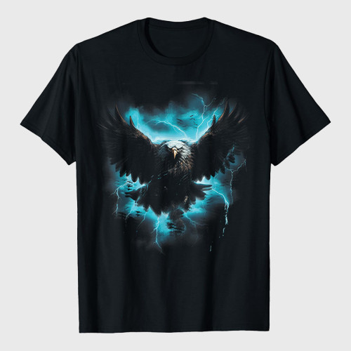 Bald Eagle Lightning Print T-Shirt