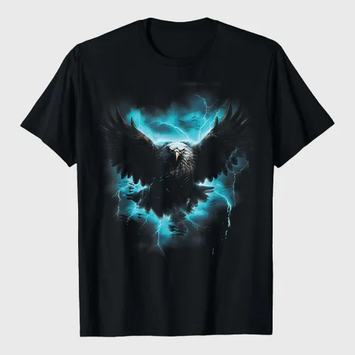 Bald Eagle Lightning Print T-Shirt
