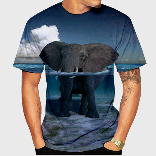 Swimming Elephant Graphic T-Shirt