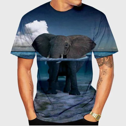 Swimming Elephant Graphic T-Shirt