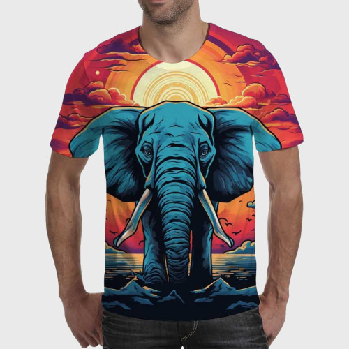 Cartoon Elephant Print T-Shirt
