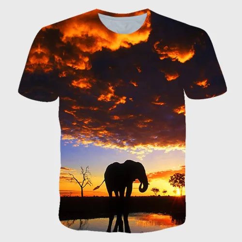 African Elephant Print T-Shirt