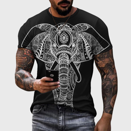 Geometrical Elephant Print T-Shirt
