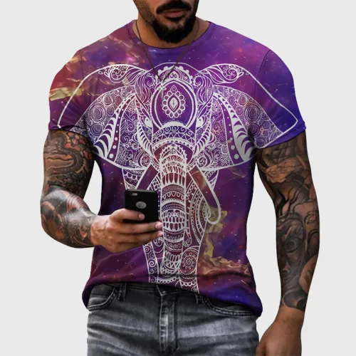 Geometrical Elephant Print T-Shirt