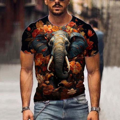 Floral Elephant Graphic T-Shirt