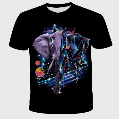 Geometric Elephant Print T-Shirt