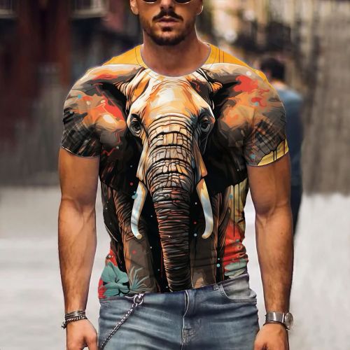 3D Elephant Art Print T-Shirt
