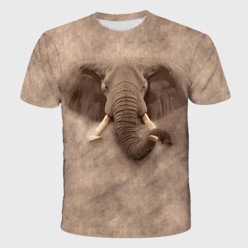 Elephant Face Print T-Shirt