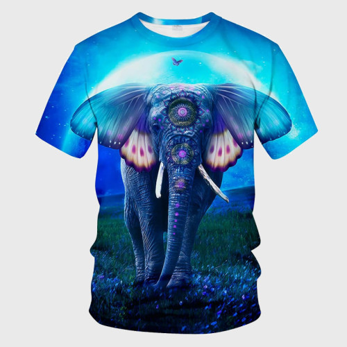 Blue Elephant Art Print T-Shirt