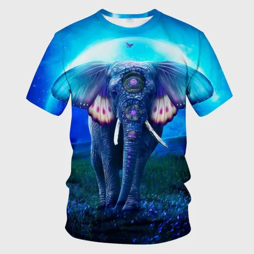 Blue Elephant Art Print T-Shirt
