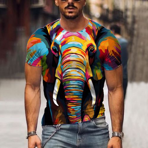 3D Colorful Elephant Face T-Shirt
